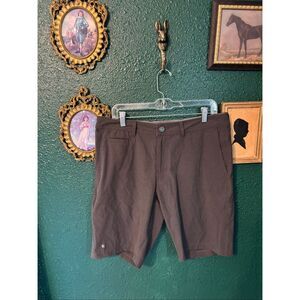 Linksoul Shorts Men 34 Gray Chino Golf Casual Sport Logo 10” Inseam Athletic